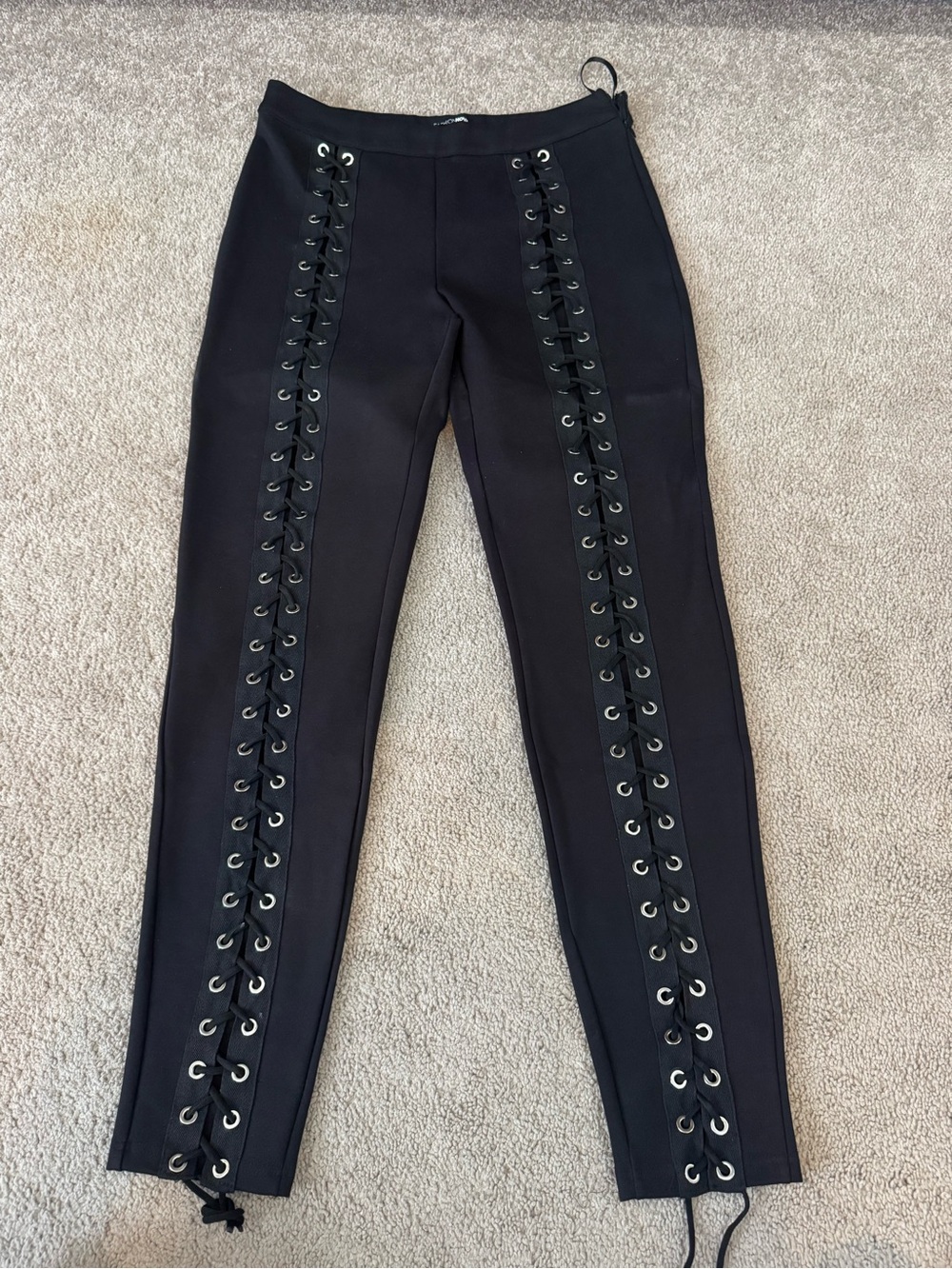 Fashion Nova Black Lace-Up Skinny Jeans